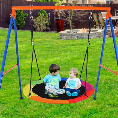 RedSwing 43" Flying Saucer Tree Swing for Kids, Waterproof Large Round Swings Seat with Adjustable Hanging Straps for Outdoor Indoor Backyard Playground, Six Colors