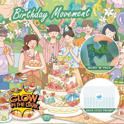 MOMIBOOK 1000 Piece Puzzle for Adults Jigsaw Puzzles of Birthday Movement, Glow in The Dark Luminous Painting Image Challenging Hard Impossible Puzzle Unique Funny Party Christmas Birthday Gifts