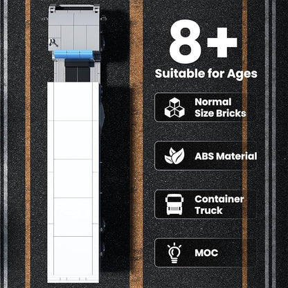 Mould King Container Truck Building Set, Realistic American Style Container Truck Model for Boys/Girls Ages 8+, 24070 STEM Toy Vehicles with Detailed Interior, Collectible Model for Adults (548 PCS)