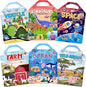 6 Set (260pcs) Puffy Sticker Books Activity for Kids, Animal, Farm, Dinosaurs, Space, Vehicle, Ocean, 3D Reusable Stickers for Boys and Girls, Travel Sticker Books for Kids Ages 3+