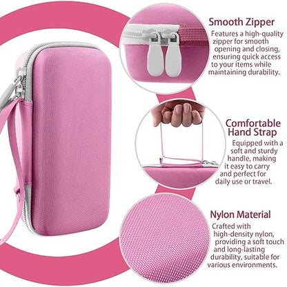 co2CREA Hard Case for 3Doodler Start+ Essentials (2024) 3D Pen Set - Storage Organizer with Custom Slots for Art Activity Set, Printing Filament Refill and USB Charger, Pink Case + White Zipper