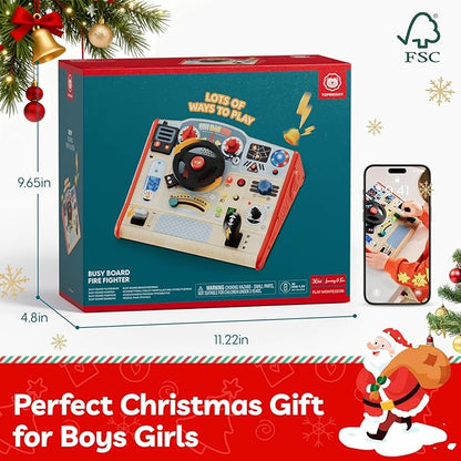 TOP BRIGHT Busy Board with LED Light, Sensory Toys with Sounds & Switches, Montessori Wooden Toys for 3 4 5 Year Old, Car Driving Toy for Toddler Boy, 3 Year Old Girl Boy Gifts for Birthday Christmas