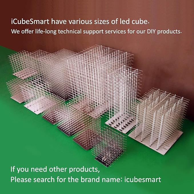 iCubeSmart 3D LED Cube DIY Electronics Kit 8x8x8 - Soldering Project and Learning Kit (3D8S-MULTI)