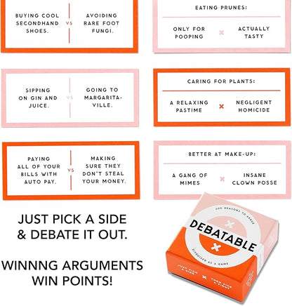 Brass Monkey Debatable Game Set | 200 Two-Sided Game Cards for Things to Argue About | Social Game | Great Gift for Adults