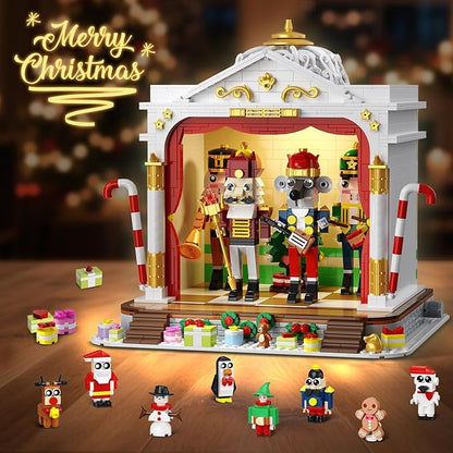 HOGOKIDS Advent Calendar 2025 Nutcracker Theater Building Set with Light, 24 Day Christmas Countdown Calendar 3.6 Mini Building Block Toy with 4 Nutcracker & 8 Minifigures, Gift for Adult Girl Boy 10+