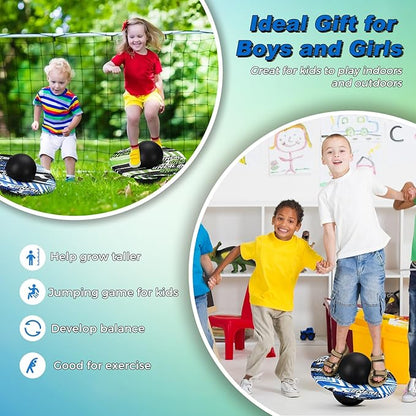 Junkin 2 Pcs Pogo Ball Trick Board Toy Balance Board Pogo Balance Bounce Ball with Pump and Strong Grip Deck for Fun Challenge Fidget Indoor,Outdoor Toys