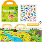 Magnetic Reusable Sticker Book for Toddler, Dinosaur Activity Magnet Book for 3 4 5 Years Boys Girls Road Trip Airplane Train Travel Essentials Toy for Kids Birthday Gifts Educational Learning Toys