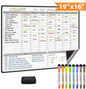 JJPRO Magnetic Dry Erase Chore Chart for Adults:Large Whiteboard16 x19-Chore Chart,Calendar,Meal Board Notes All-in-One,Behavior Chart,Teenagers,White