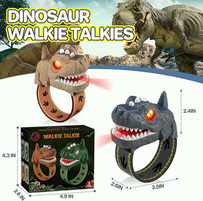 Dinosaur Walkie Talkies for Kids Rechargeable, Wrist Walkie Talkie with Flashlight, Outdoor Adventure Camping Toys, T-Rex Dino Toy Birthday Gifts for Boys Girls Age 4 5 6 7 8 9 10 Years Old