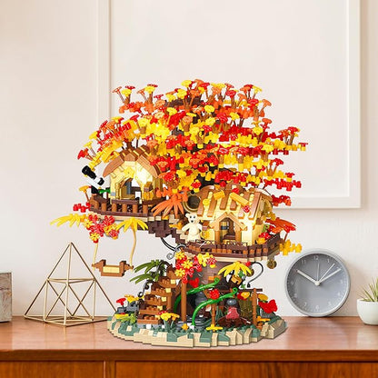 Cherry Blossom Bonsai Tree House Building Blocks Set Plants Flowers Treehouse Architecture Micro Mini Block Kits Gift for Adults and Kids（2725 Pieces）