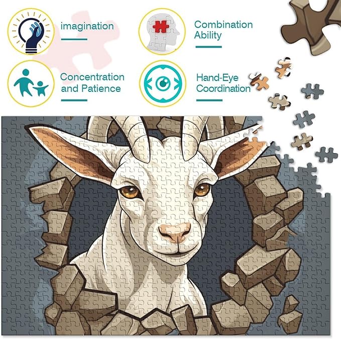 Sheep for Adults Fun 500 Pieces 3D Animal Thickened Wooden Jigsaw Puzzle Toy Intellectual Game Stress Relief Toy Education Game Home Decoration Challenge Educational 500pcs (52x38cm)