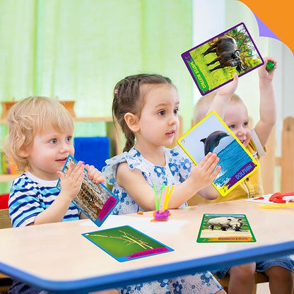 My First 120 Animals, 60PCS Realistic Zoo Animal Cards Farm/Wild/Marine Animals/Insects/Birds Flashcards Montessori & Science Educational Toys Preschool Learning for Homeschool Preschool Toddler Kids