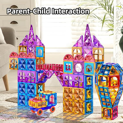 SNAEN Magnet Building Tiles for Kids Ages 3-5 4-8, 96 Pieces Educational Magnet Toys for 3 4 5 6 7 8 Years Old Boys, 3D Building Blocks, Creative Play for Ages 5-7, Toddler Toy Gifts