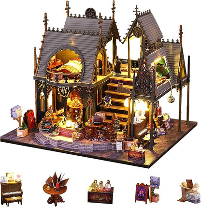 Flever DIY Miniature House Kit, Tiny Home Kit with LED Light, Mini House Build Craft Kits for Adults and Teens, Home Decor Creative Gift for Family/Friends (Luna Magic House)