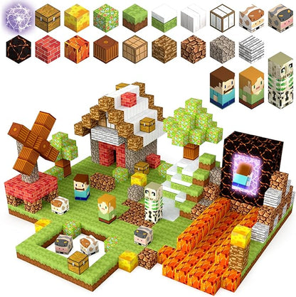 Magnetic Blocks Building Toys Set, Magnetic Building Blocks Kit Magnet Cubes for Boys Girls Ages 3-8, STEM Sensory Construction Toys for Kids Birthday Christmas