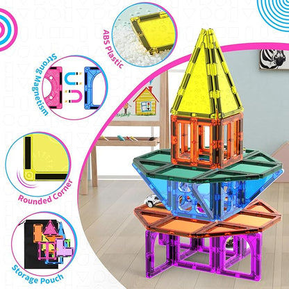 250 PCS 3D STEM Educational Magnetic Tiles for Kids Magnetic Blocks for Kids Magnetic Building Blocks Set