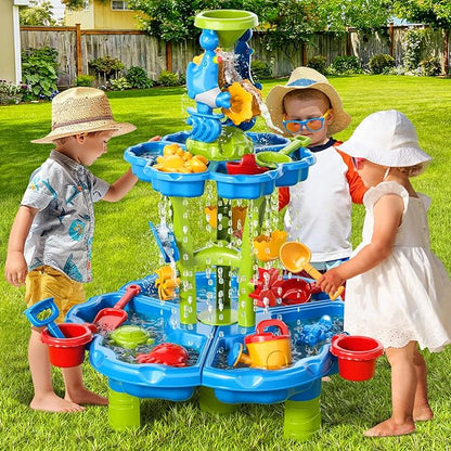 3 in 1 Water Table for Toddlers 3-5 4-8, Summer Outdoor Beach Outside Backyard Activity Sensory Kids Sand and Water Table, Birthday Party Gifts for Kids Boys and Girls Ages 3 4 5 6 7 8