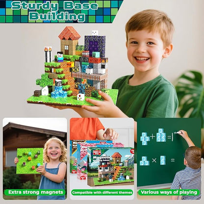 200PCS Magnetic Building Blocks with 6 Baseplate, Magnetic Blocks Cubes for Kids Ages 4-8, Stacking Magnet Blocks STEM Building Toys for Boys Girls Ages 3 4 5 6 7 8-12 Christmas Birthday Gifts