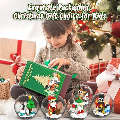 Christmas Tree Ornaments Building Blocks Christmas, 2025 Christmas Decorations Ball Toys Included Santa Reindeer Nutcracker Gnome Penguin, Xmas Ornaments for Indoor Outdoor 5packs