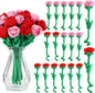 18 Pcs Plush Rose Flower Stuffed Bendable Stems Plush Bouquet Toy Soft Floral 12.6 Inch for Graduation 2025 Mother's Day Valentines Day Girl Girlfriend Wife Family and Friends(Red Pink Series)