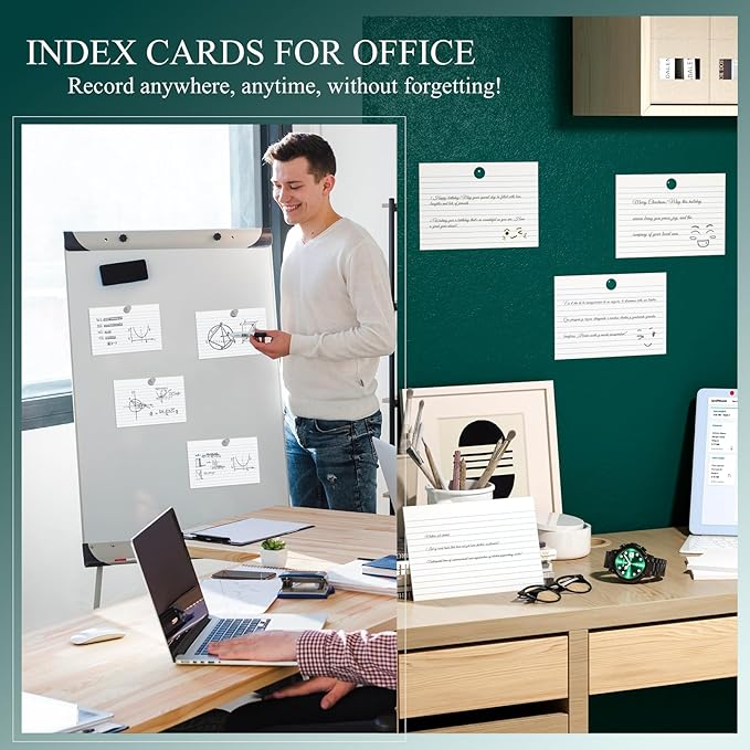 300 Count Index Cards 4x6 Flash Cards White Flashcards for Studying, Ruled 4x6 Index Cards, 10 Pack Notecards, Lined Index Card, Lined on Front, Blank on Back, 4 x 6 Card Stock Paper, White Card