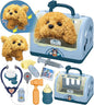 TEUVO Pet Care Playset Robot Dog Toys for Kids, 12Pcs Kids Vet Playset Toys Veterinarian Kit Doctor Kit & Interactive Electric Dog Plush & Cage Pretend Play Gifts for Girls Toddlers 3 4 5 6 7 Year Old
