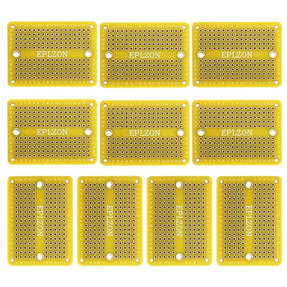 Solderable Breadboard Mini PCB Board Gold-Plated Solder Breadboard for DIY Electronics Projects Apply to Soldering Projects 2.0"x1.5" Mixed Color(Pack of 10 Pcs,Yellow)