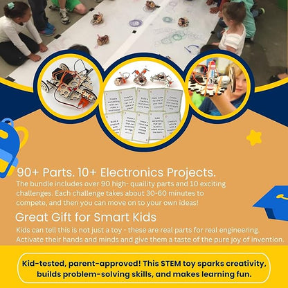 Robotics Engineering Kit | Designed by Scientists | 50 Plus Parts | 10 Plus STEM Projects for Kids 8 to 12 | Learn Electronics, Science | Grow Creativity, Grit | DIY Inventor Toy Gift