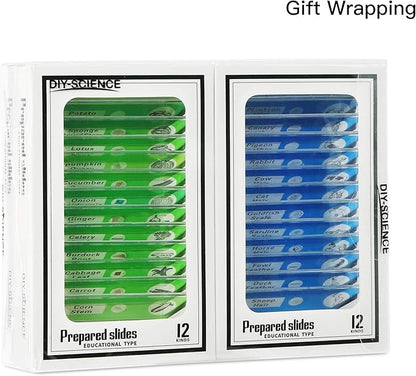 48 Prepared Microscope Slides Set of Animals Insects Plants Flowers, Biological Learning Resource Specimens for Kids Beginner Classroom Basic Science Education