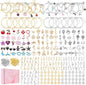 PYURTHITY 458 Pcs Gold Silver Charm Bracelet Making Kit DIY Jewelry Making Kit with Enamel Letter Charms Link Chain Bracelet Pendants and Jump Rings for Christmas Women Adults Art Craft Gift