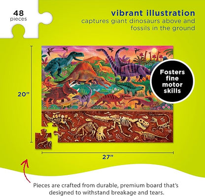Crocodile Creek Above + Below 48-Piece Jigsaw Floor Puzzle - Fun Floor Puzzles for Kids Ages 4-8 - Dinosaur World - 27 x 20 inches Finished