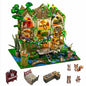 DIY Miniature House Kit, Tiny House Kit with Furniture & LED, DIY Wooden Dollhouse Miniature Kit for Adults Teen, Wooden Crafts Lovely Dollhouse Kit, Forest Castle