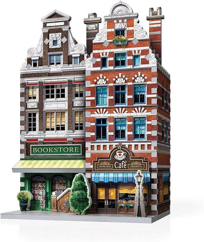 Wrebbit3D Café 3D Puzzle | Urbania Collection | 285 Jigsaw Puzzle Pieces | Charming and Unique Streetscape of a Small Town