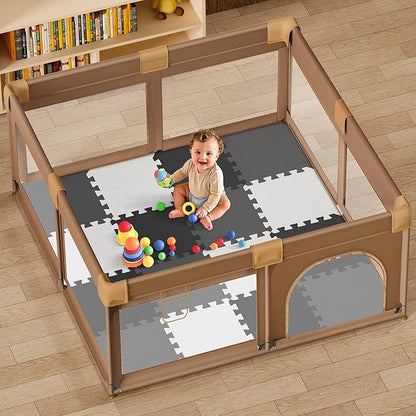 16 Pcs Baby Play Mat for Floor, EVA Foam Baby Play Mat with 0.6 Inch Thick Interlocking Carpet Tiles, Foam Floor Tiles for Babies 6-12 Months, Toddlers and Kids