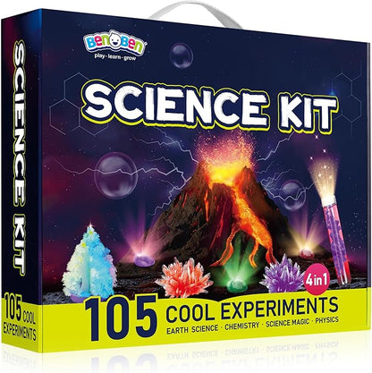 BenBen Science Kits for Kids Age 8-12, 105 Experiments Educational Toy, STEM Toys for 6 7 8 Year Old Boys Girls Christmas Birthday Gift, Science Kits for Kids Age 5-7, Chemistry Set for Homeschooling