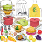 Golray Play Kitchen Accessories, Play Food Sets for Kids Kitchen Playset with Pots and Pans Set, Cooking Utensils, Organizer, Food Toys, Apron & Condiments, Birthday Gifts for Girls Boys Toddlers