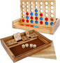 Glintoper Shut The Box & 4 in a Row Tables Game Set, Classic Wood Dice Game with Numbers & Line Up 4 Game for Kids Family, Living Room Rustic Coffee Table Decor, Travel Game Strategy Board Games