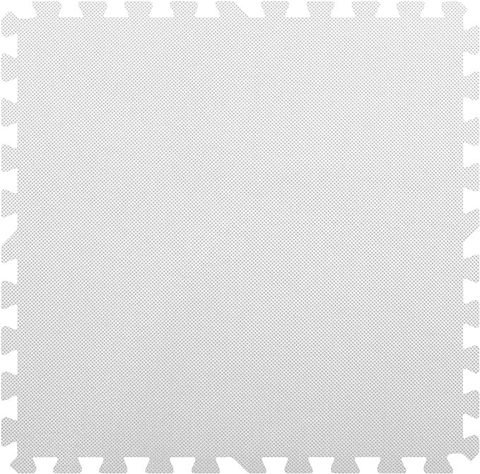 FlooringInc's 1/2" Soft Non-Toxic Baby Play Mat, Toddler Playmat, Colorful Puzzle PlayMat, Floor Mats for Kids & Babies, EVA Foam Interlocking Tiles for Nursery & Playroom | White, 50 Tiles, 200 Sq/Ft