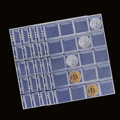 MUDOR PVC Free Coin Pages, 20-Pocket Sleeves, 5 Coin Sheets for Binders, Professional Collector Supplies