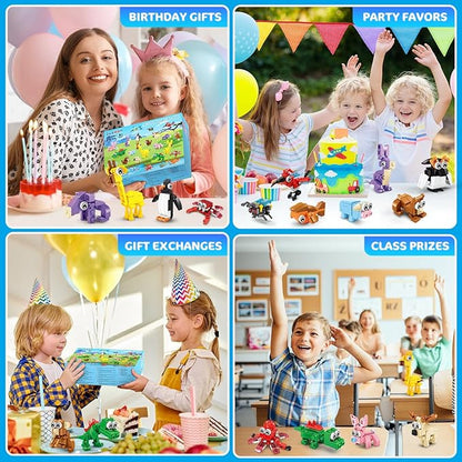 30 Packs Animal Party Favors for Kids, 810 PCS Mini Animal Building Block Toy Set for Goodie Bag Fillers Classroom Prizes Easter Birthday Children's Day for Boys Girls Student Ages 6+