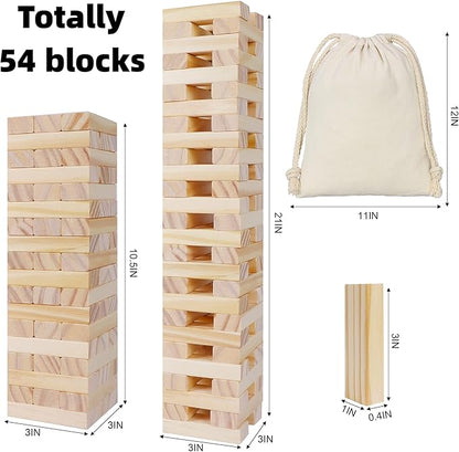Glintoper Tic Tac Toe & Tumble Tower Blocks Tables Game Set, Classic Wood Stacking Game & XOXO Board Games for Kids Family, Living Room Rustic Coffee Table Decor, Travel Strategy Board Games