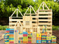 300pcs Open Ended Wooden Building Blocks for Kids 6.6lb, Natural Pine Rectangular Wood Building Toys，Construction Toys for Toddlers, STEM Building Set,Birthday Gift for Ages 3-8 (S 4.7"-Wood Color)
