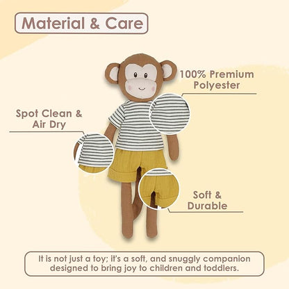 MON AMI Magee Boy Monkey Doll – 15”, Monkey Plush Toy, Stuffed Animal Toy, Use as Toy or Nursery Room Decor
