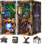 Book Nook Kit, DIY Miniature Dollhouse Booknook Kit, 3D Wooden Puzzle Bookend Bookshelf with LED Light for Adults Teens (Blade and Magic)