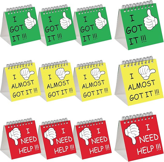Harloon 48 Pcs I Need Help Mini Flip Chart Signs Self Assessment Cards Behavior Management Classroom Tools for Kids Teachers Classroom School Behavior Educational and Learning Activities Supplies