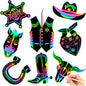 JULMELON 36 PCS Western Crafts, Rainbow Scratch Art Cowboy Rodeo Party Favors DIY Magic Color Scratch Paper Cards for Western Theme Birthday Party Favors School Activities Games