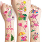 96 PCS Funny Flamingo Pre-Cut Temporary Sticker Summer Tropical Flower Hawaiian Luau Birthday Supplies Gifts Girls Boys Baby Showers Prizes Cute School Reward Themed (Normal)