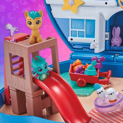 My Little Pony Mini World Magic Compact Creation Critter Corner Toy, Buildable Playset with Hitch Trailblazer Pony for Kids Ages 5 and Up