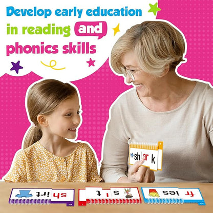 Word Family Build Book, 40 Read and Rhyme Flip Books, Sight Words Flash Cards Kindergarten, Learn to Read Phonics Flash Cards, Phonics Games Books for Preschool Learning Activities