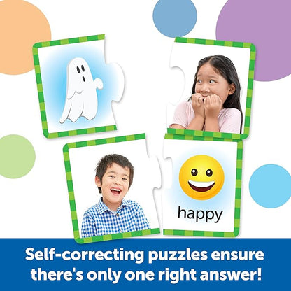 Learning Resources Feelings & Emotions Puzzle Cards, 48 Pieces, Ages 3+, Social Skills, speech therapy materials, Social Emotional Learning Toys and Games for Kids
